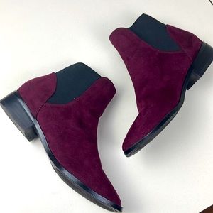 ALDO Nydia Burgundy Suede Round Toe Pull On Ankle Boots Women’s Size 5